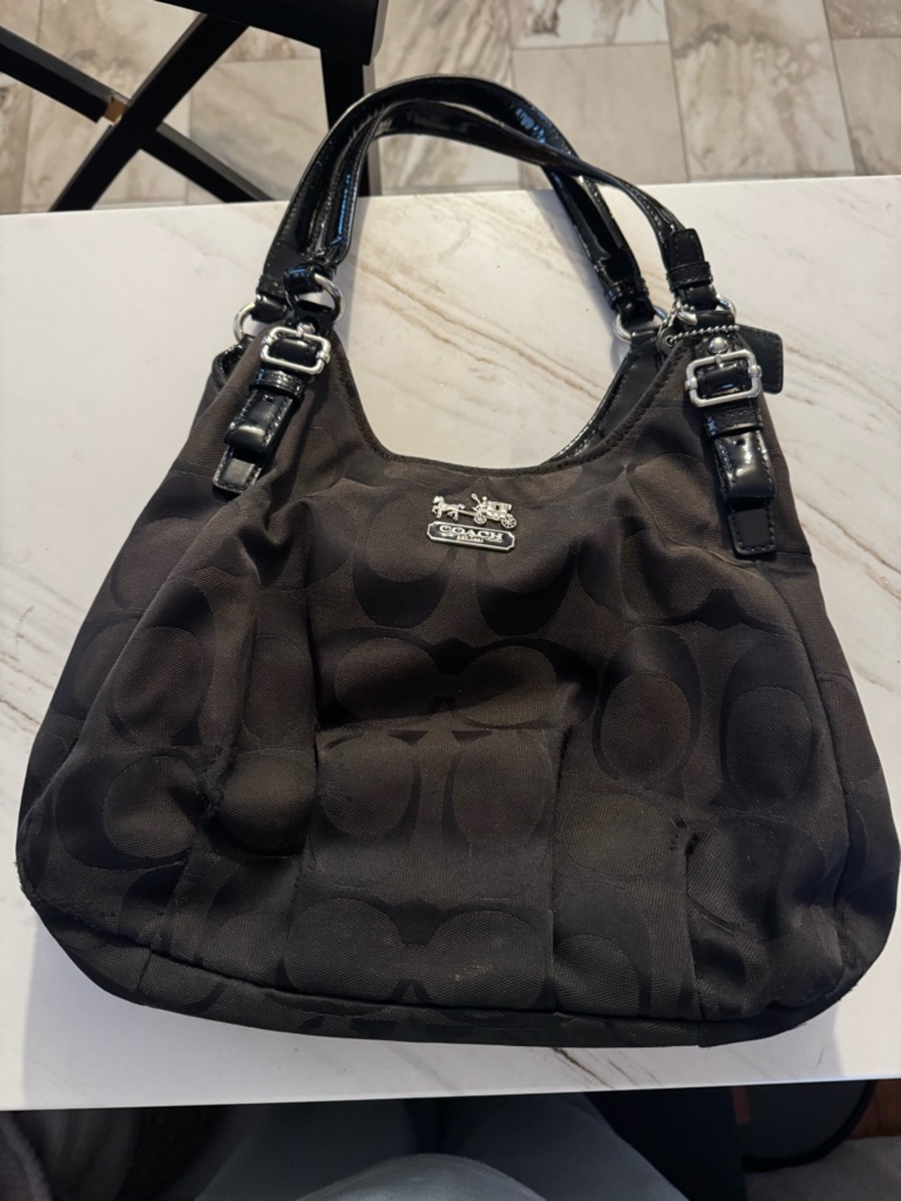 Coach Black Signature Monogram Shoulder Bag